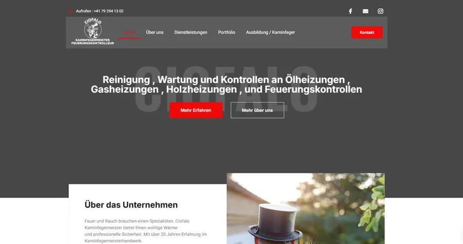 Website-Projekt Ciofalo Kaminfegermeister